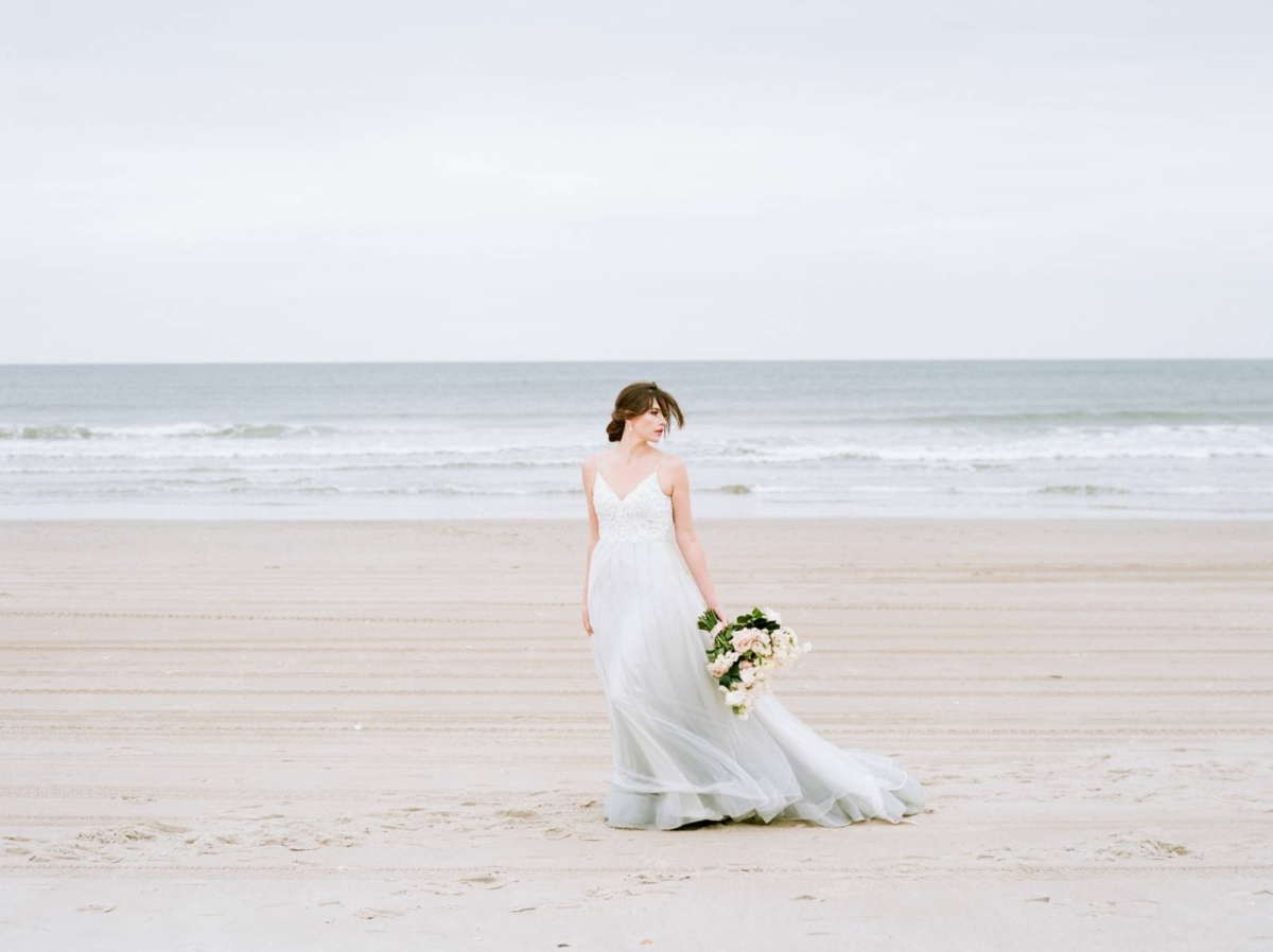 Windswept Atlantic Beach Bridal Shoot