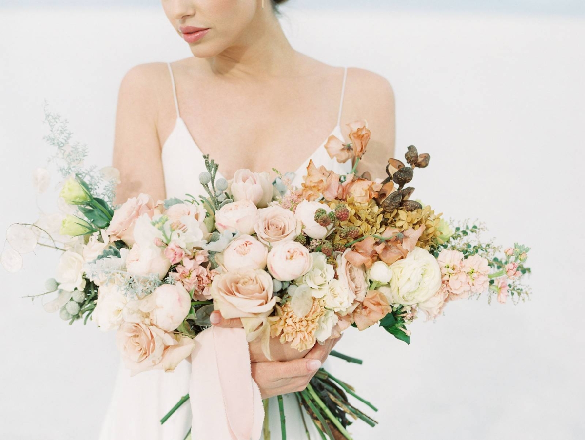 A truly stunning bridal shoot at the Bonneville Salt Flats with an earthy, organic aesthetic