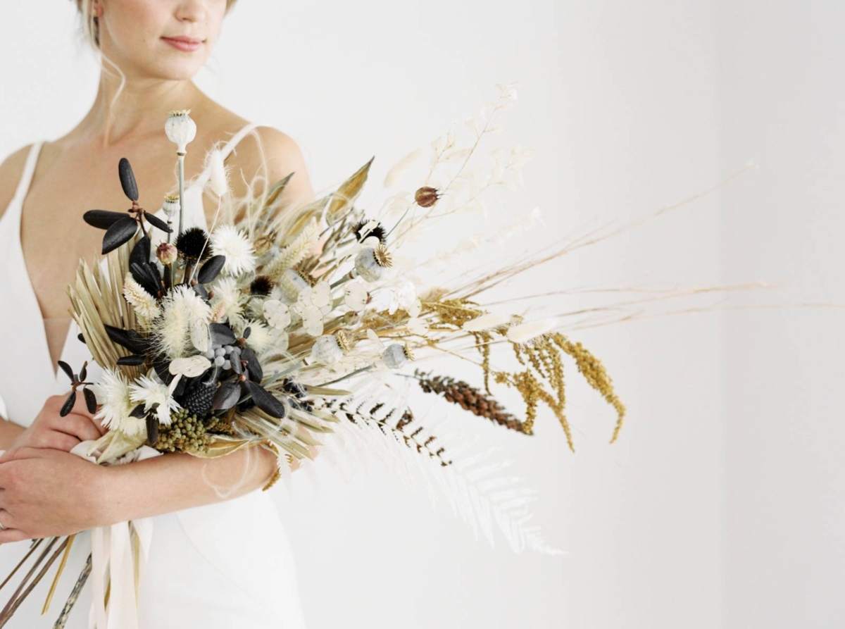 Curated wedding style in neutral tones with a focus on sustainability