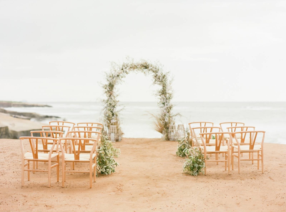 San Diego Cliffside Elopement with a gorgeous blue wedding gown