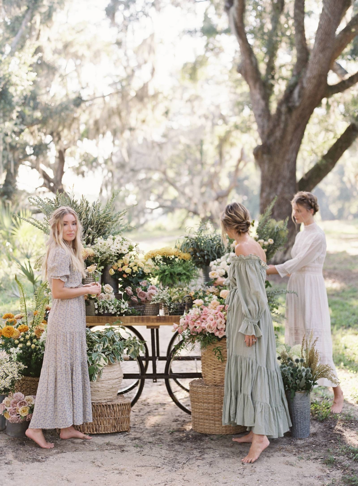 A dreamy floral filled picnic complete with baby goat at Kiawah River, Charleston