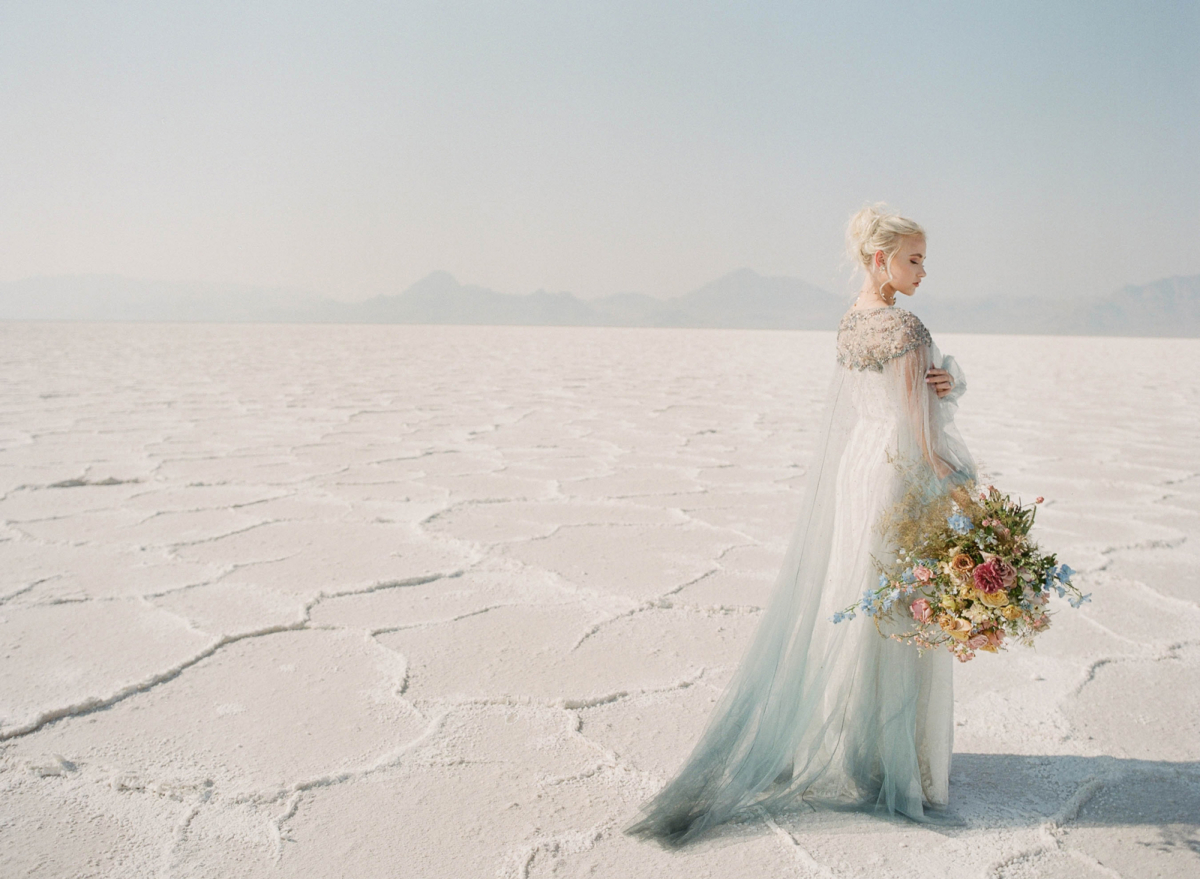 Ethereal Bridal inspiration on Utah’s Bonneville Salt Flats