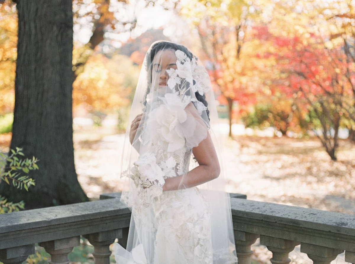 Fall Garden Bride in the days first sunlight