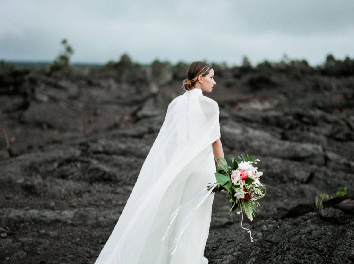 A strong & fierce bridal shoot at Volcanoes National Park in Hawaii