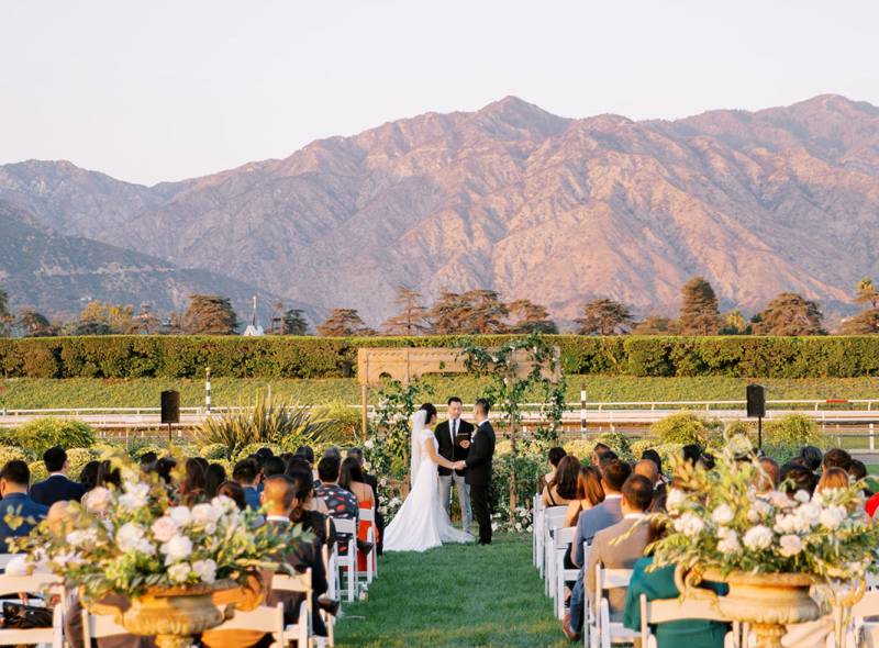 A sunset ceremony in the shadow of the San Gabriel Mountains