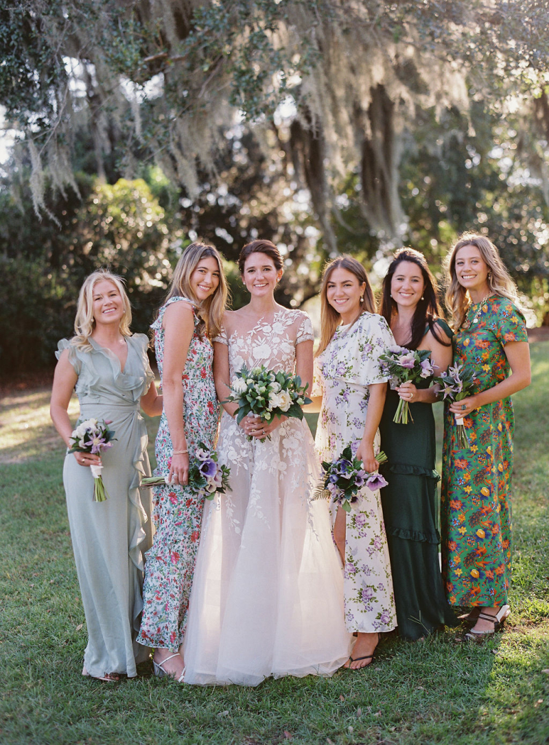 A whimsical southern wedding full of colour and the most fun bridesmaids dresses!