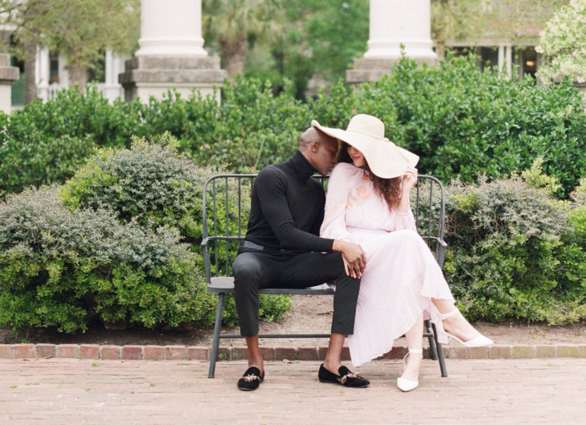 Romantic Charleston Engagement Session in springtime