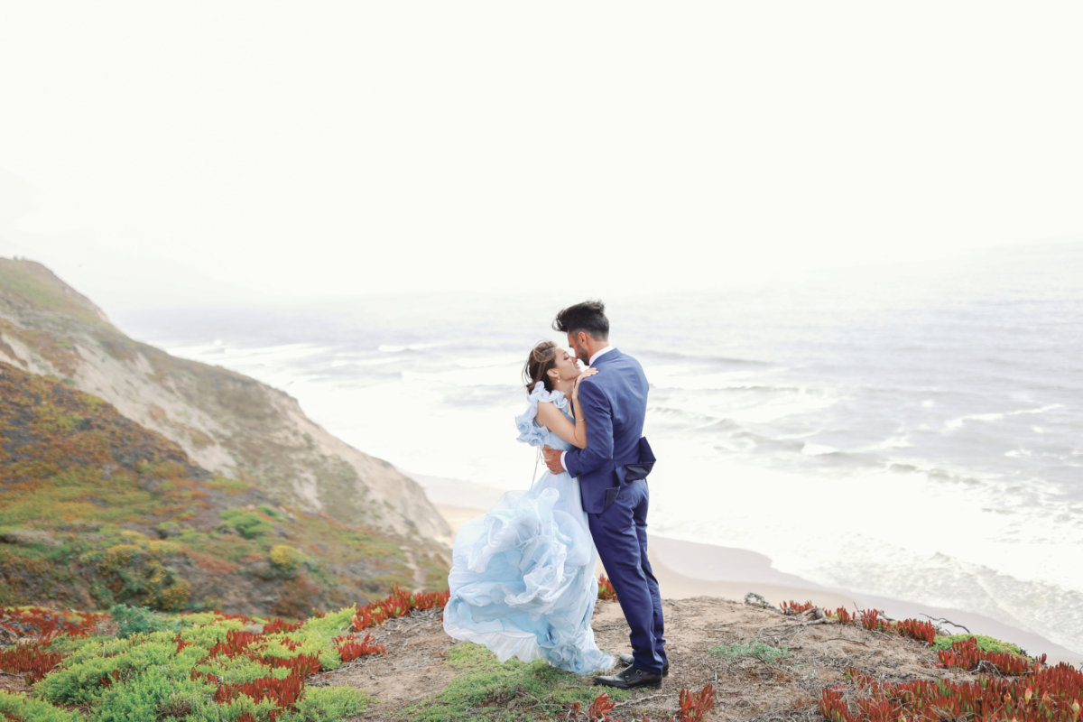 Ethereal Engagement photos at abandoned Highway 1 in Misty San Francisco