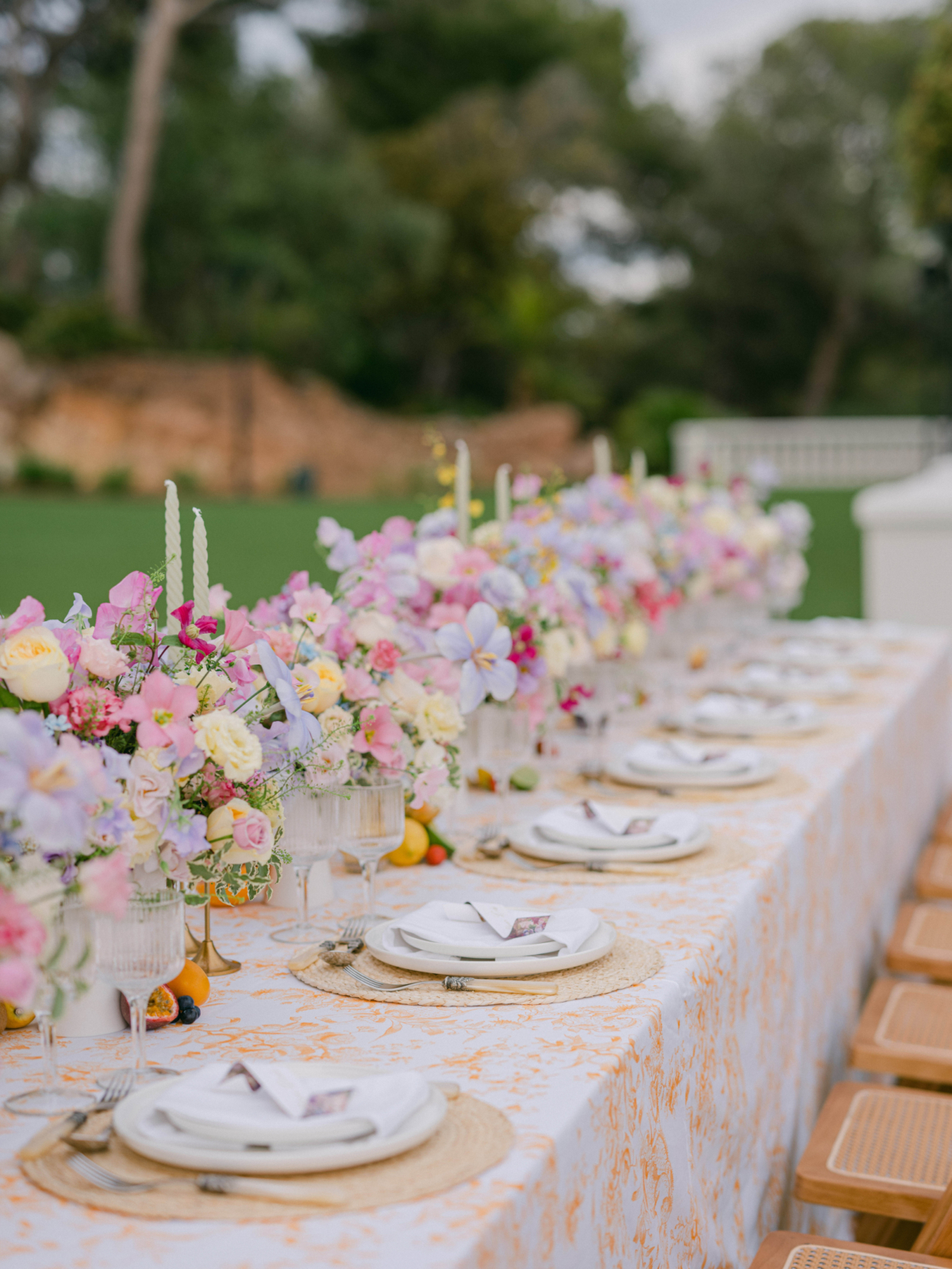 Colourful wedding with vibrant florals and a unique bridal gown on the French Riviera