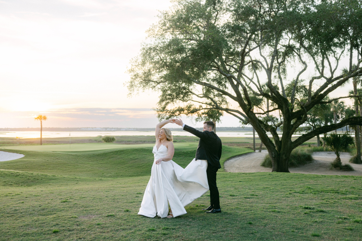 Spring wedding in soft pinks & greens on Kiawah Island