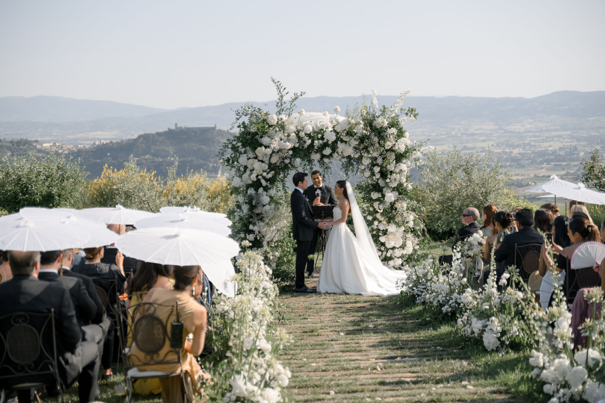 Classic White Florals Meet Umbrian Castle Charm