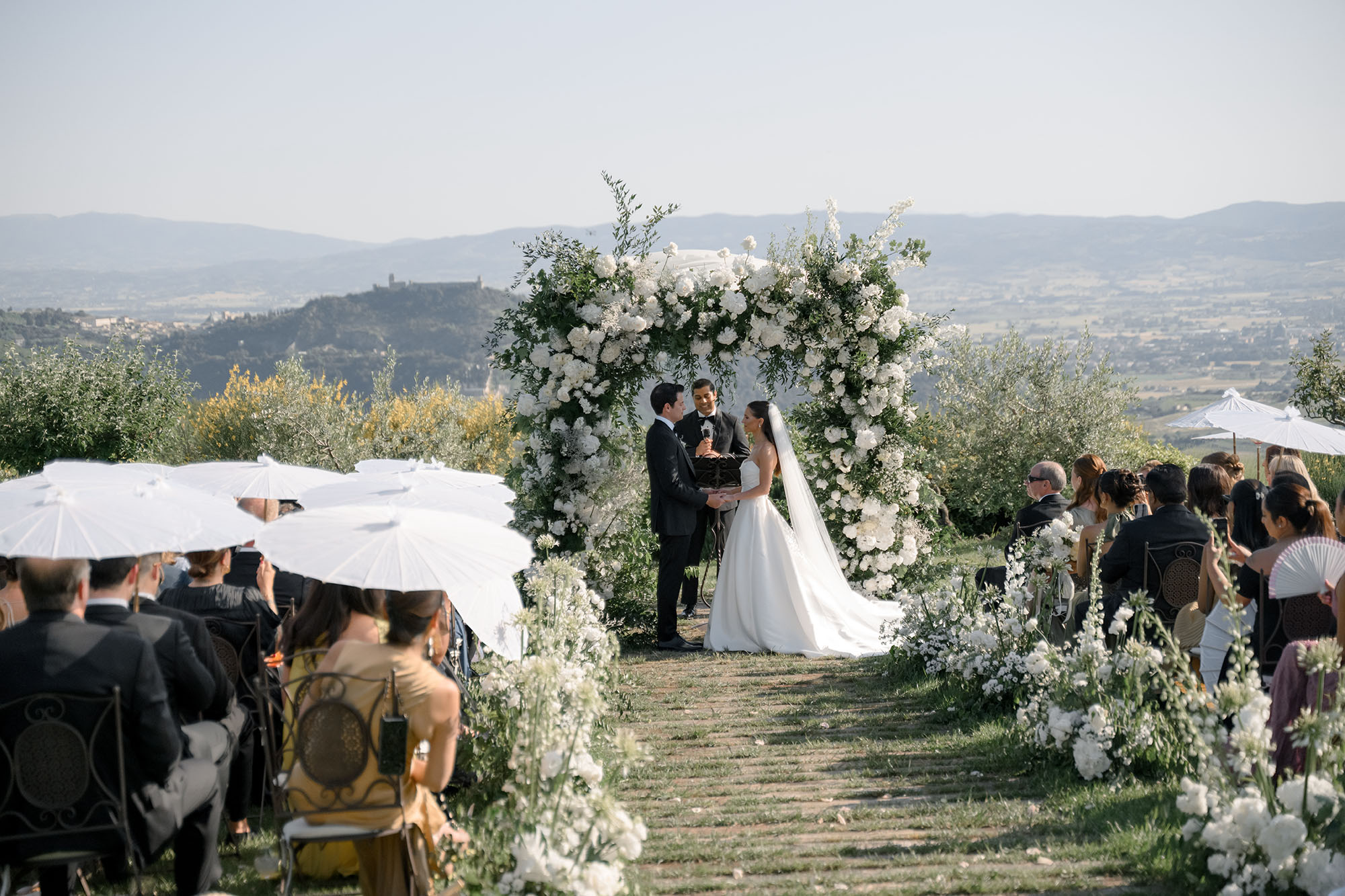 Classic White Florals Meet Umbrian Castle Charm
